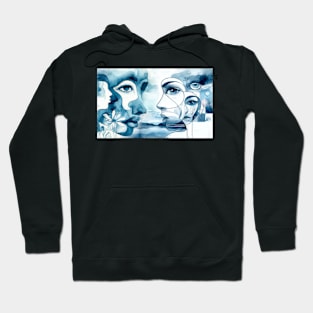 Overlapping faces, water, organic shapes Hoodie